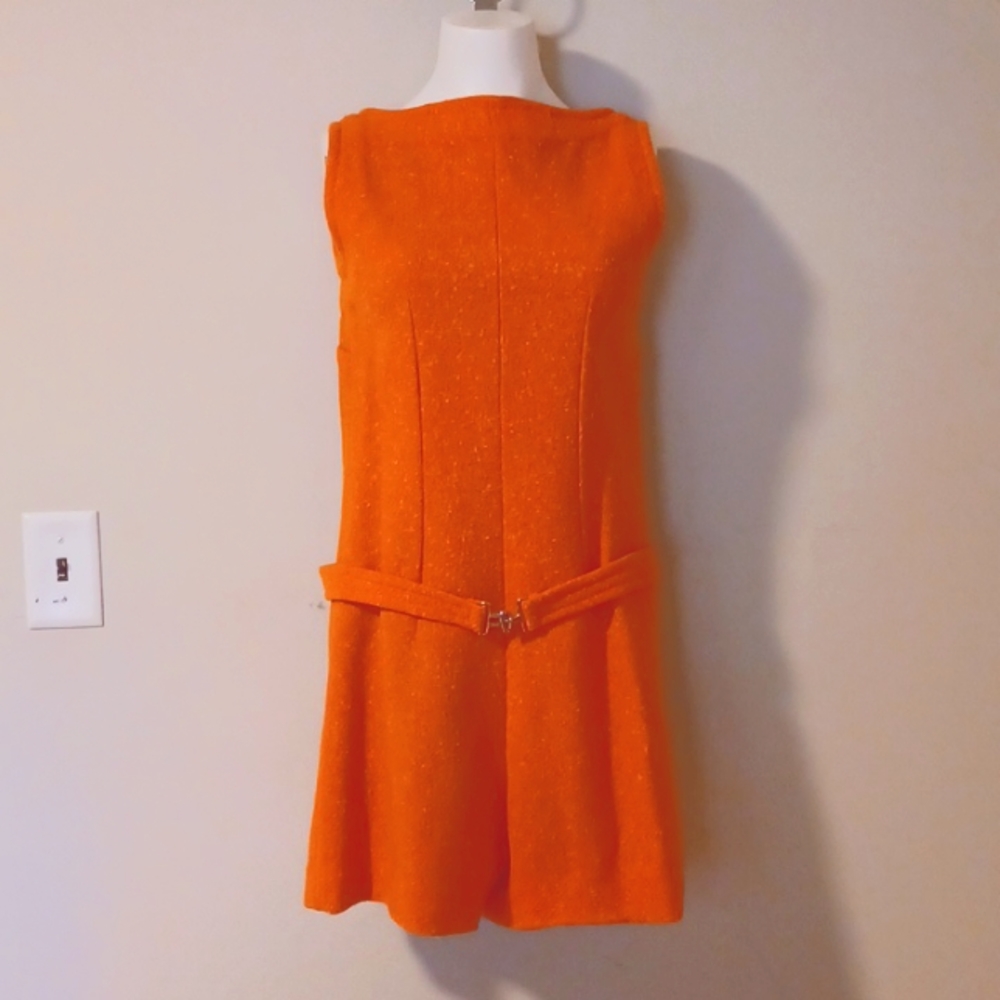 Orange Sleeveless Jumpsuit with Belt